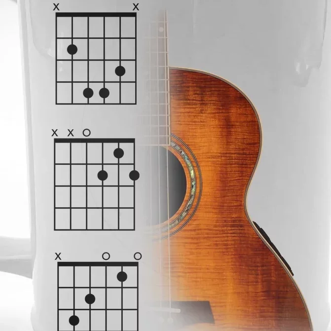 Acoustic Guitar Chords Front & Back Beer Stein