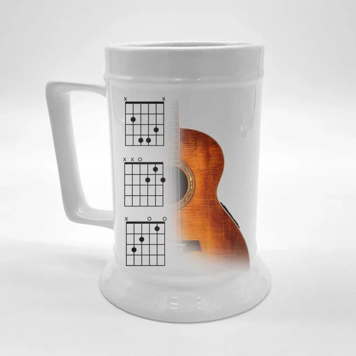 Acoustic Guitar Chords Front & Back Beer Stein