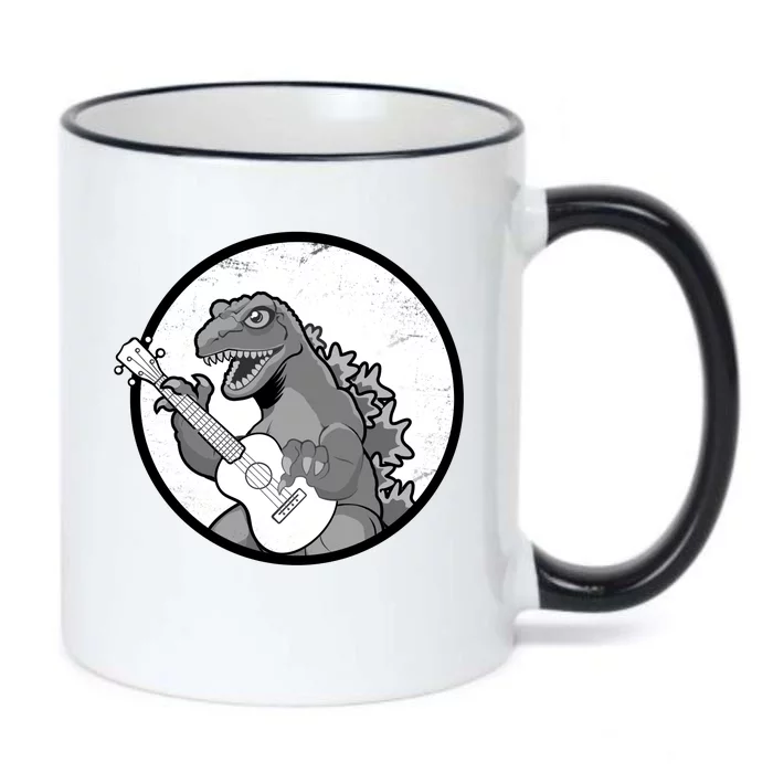 Acoustic Guitar Dinosaur Black Color Changing Mug