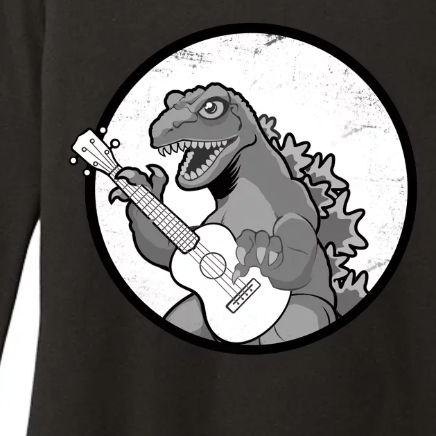 Acoustic Guitar Dinosaur Womens CVC Long Sleeve Shirt