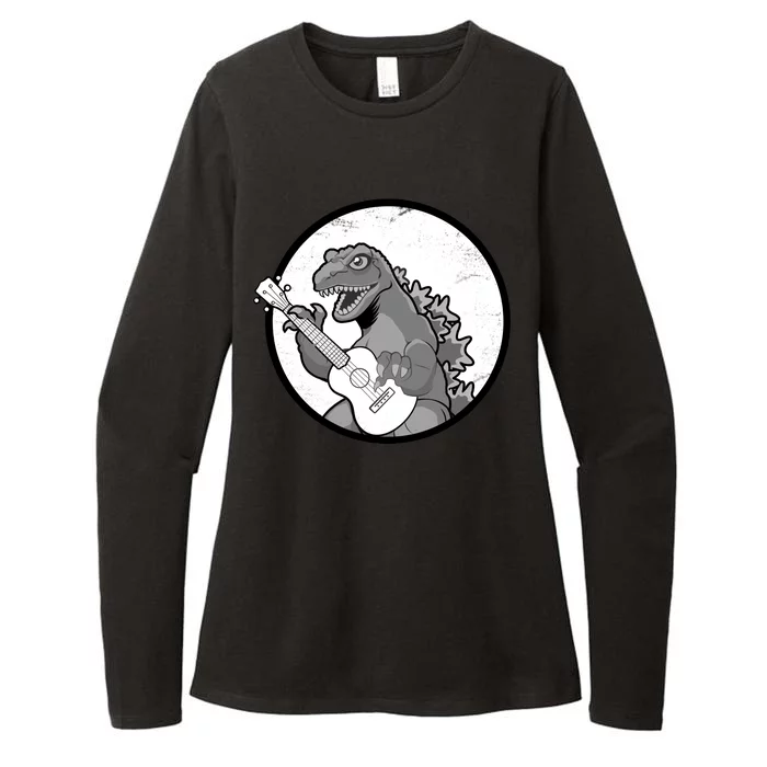 Acoustic Guitar Dinosaur Womens CVC Long Sleeve Shirt