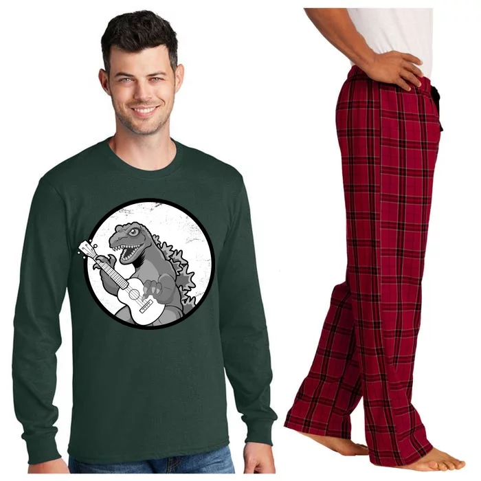 Acoustic Guitar Dinosaur Long Sleeve Pajama Set