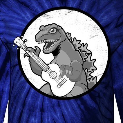 Acoustic Guitar Dinosaur Tie-Dye Long Sleeve Shirt