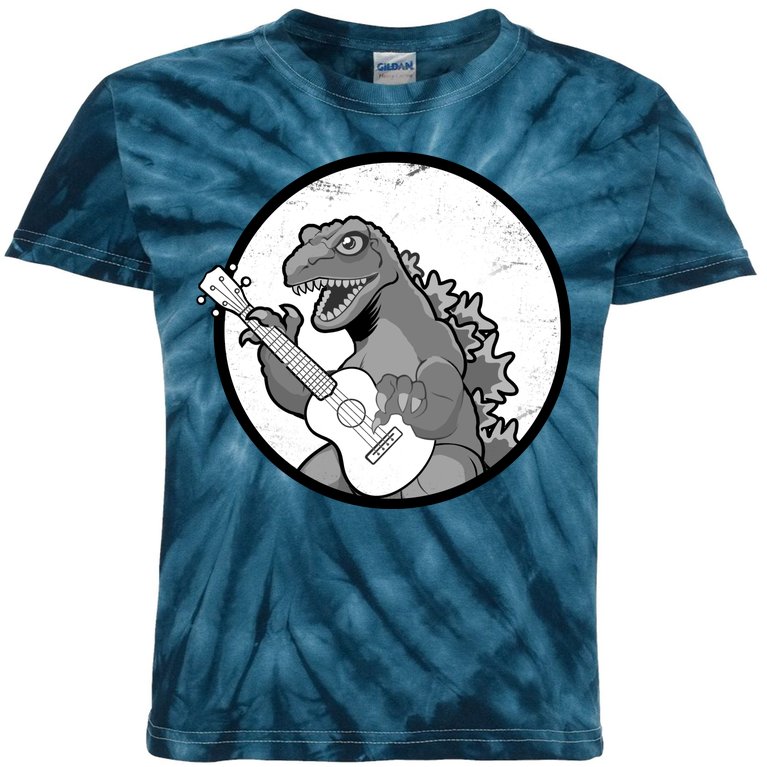 Acoustic Guitar Dinosaur Kids Tie-Dye T-Shirt
