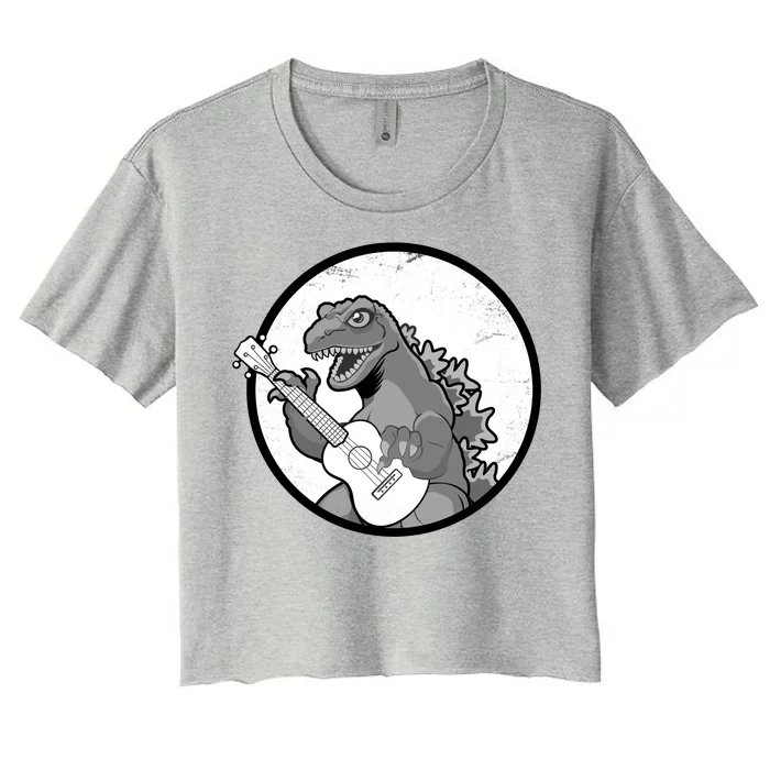 Acoustic Guitar Dinosaur Women's Crop Top Tee