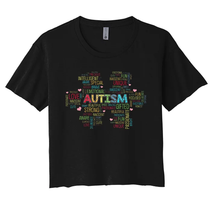 Autism Charm Puzzle World Autism Awareness Day Women's Crop Top Tee