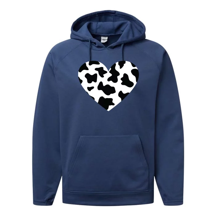 Awesome Cow Print Black White Print Heart Performance Fleece Hoodie