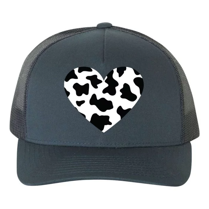 Awesome Cow Print Black White Print Heart Yupoong Adult 5-Panel Trucker Hat