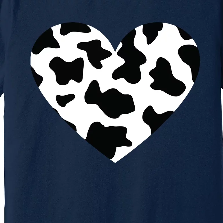 Awesome Cow Print Black White Print Heart Premium T-Shirt