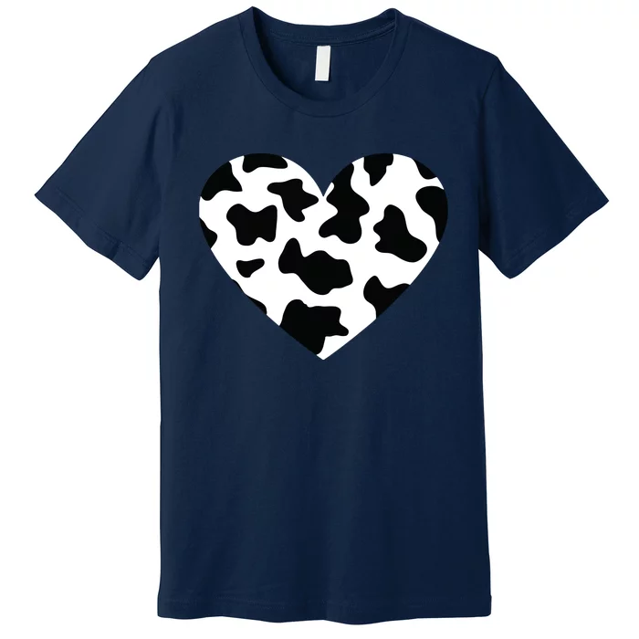 Awesome Cow Print Black White Print Heart Premium T-Shirt