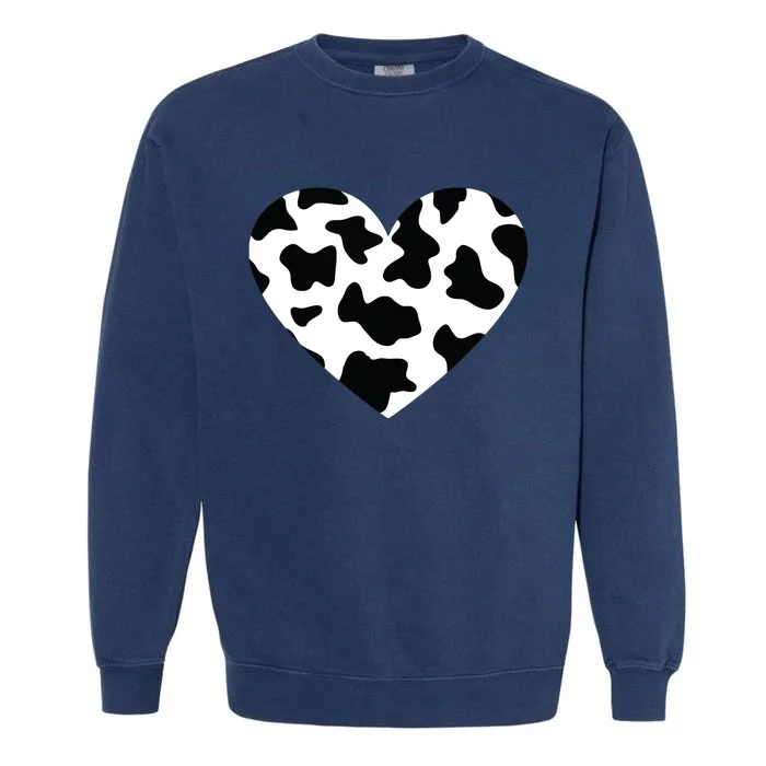 Awesome Cow Print Black White Print Heart Garment-Dyed Sweatshirt