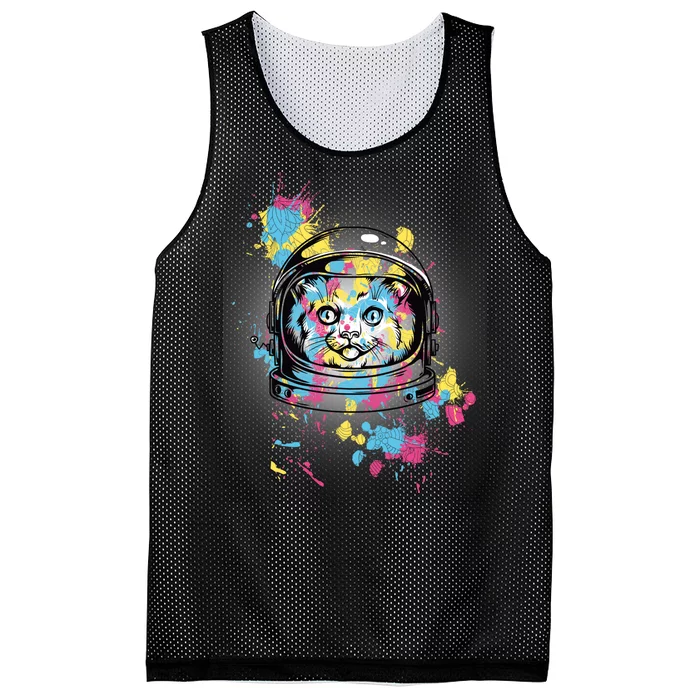 Astronaut Cat Paint Splatter Colorful Design Mesh Reversible Basketball Jersey Tank