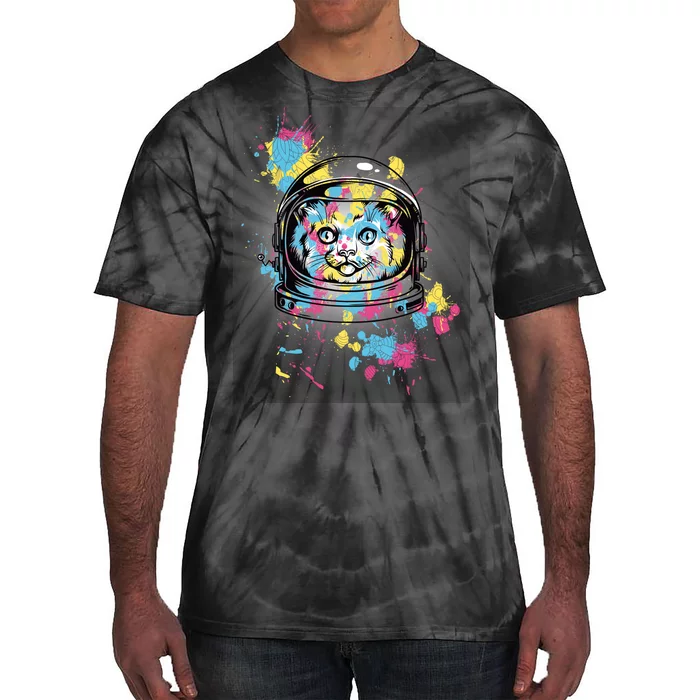 Astronaut Cat Paint Splatter Colorful Design Tie-Dye T-Shirt