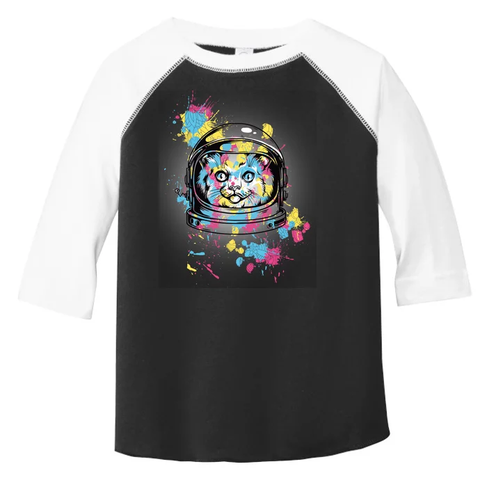 Astronaut Cat Paint Splatter Colorful Design Toddler Fine Jersey T-Shirt