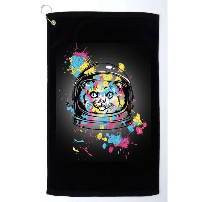 Astronaut Cat Paint Splatter Colorful Design Platinum Collection Golf Towel