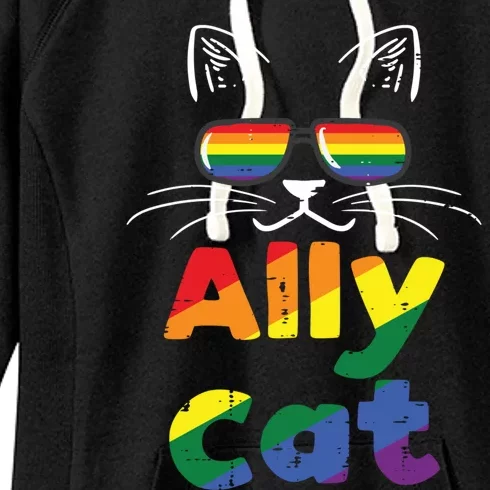 Ally Cat Pride Month Straight Ally Gay Lgbtq Lgbt Gift Women's Fleece Hoodie