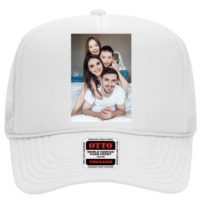 Add Custom Photo Picture High Crown Mesh Trucker Hat