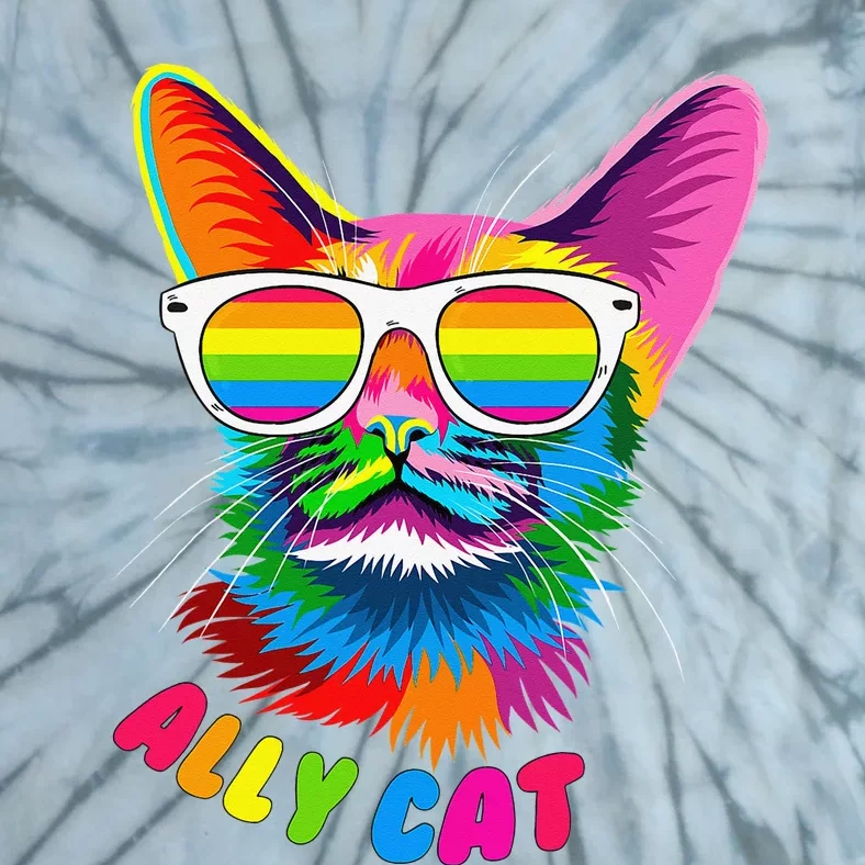 ally cat Purride cat pride kitty mom gay daddy lesbian LGBTQ Tie-Dye T-Shirt