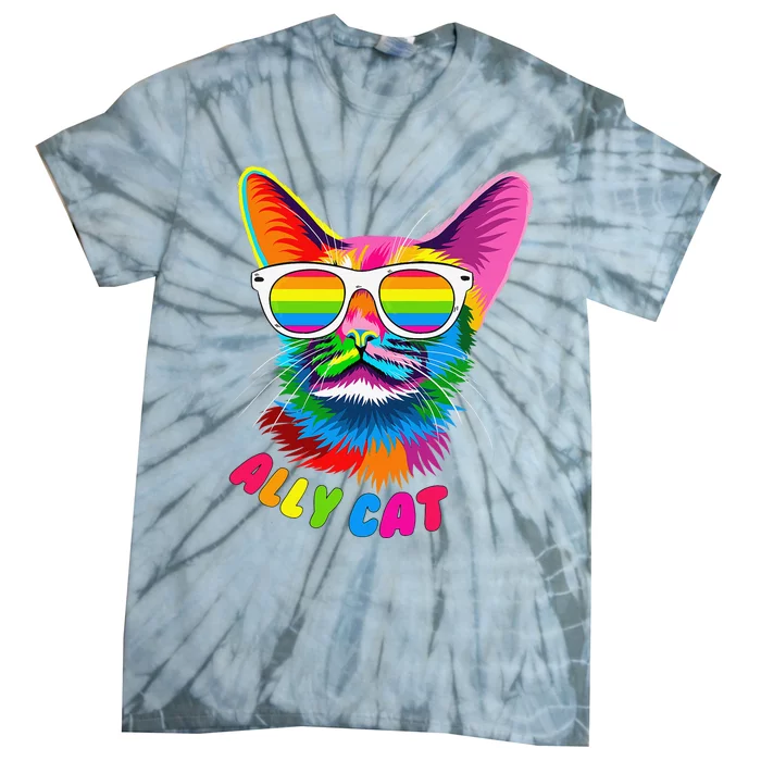 ally cat Purride cat pride kitty mom gay daddy lesbian LGBTQ Tie-Dye T-Shirt