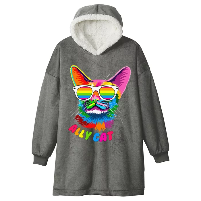 ally cat Purride cat pride kitty mom gay daddy lesbian LGBTQ Hooded Wearable Blanket