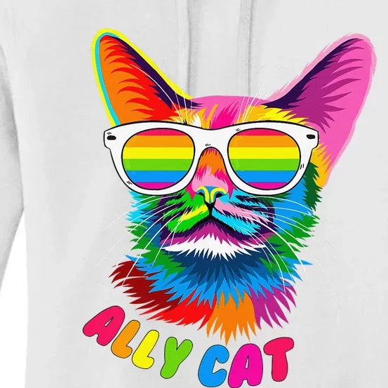 ally cat Purride cat pride kitty mom gay daddy lesbian LGBTQ Women's Pullover Hoodie