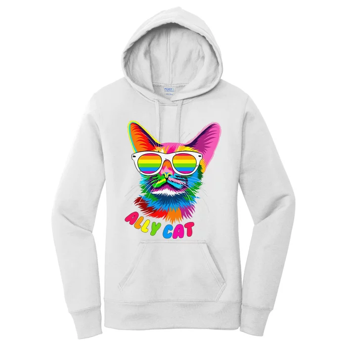 ally cat Purride cat pride kitty mom gay daddy lesbian LGBTQ Women's Pullover Hoodie