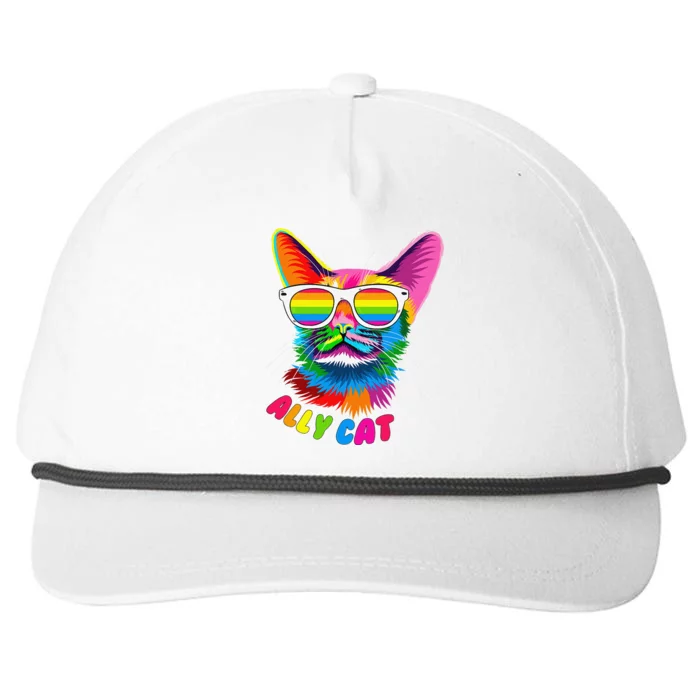 ally cat Purride cat pride kitty mom gay daddy lesbian LGBTQ Snapback Five-Panel Rope Hat