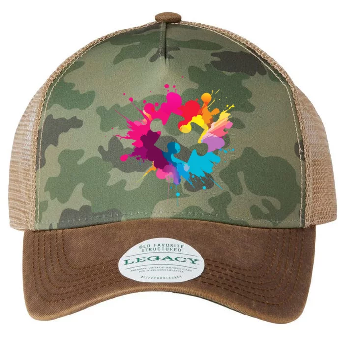 Autism Colorful Puzzle Piece Legacy Tie Dye Trucker Hat