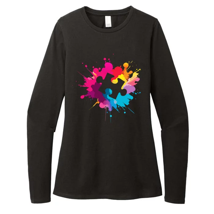 Autism Colorful Puzzle Piece Womens CVC Long Sleeve Shirt