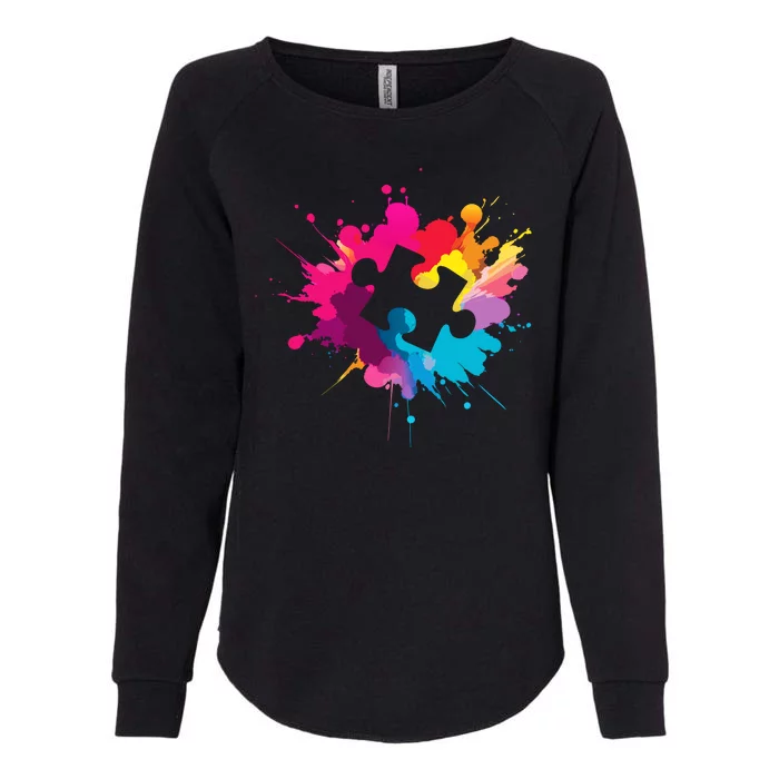 Autism Colorful Puzzle Piece Womens California Wash Sweatshirt