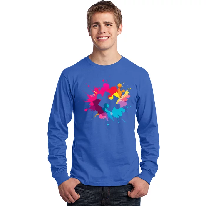 Autism Colorful Puzzle Piece Long Sleeve Shirt