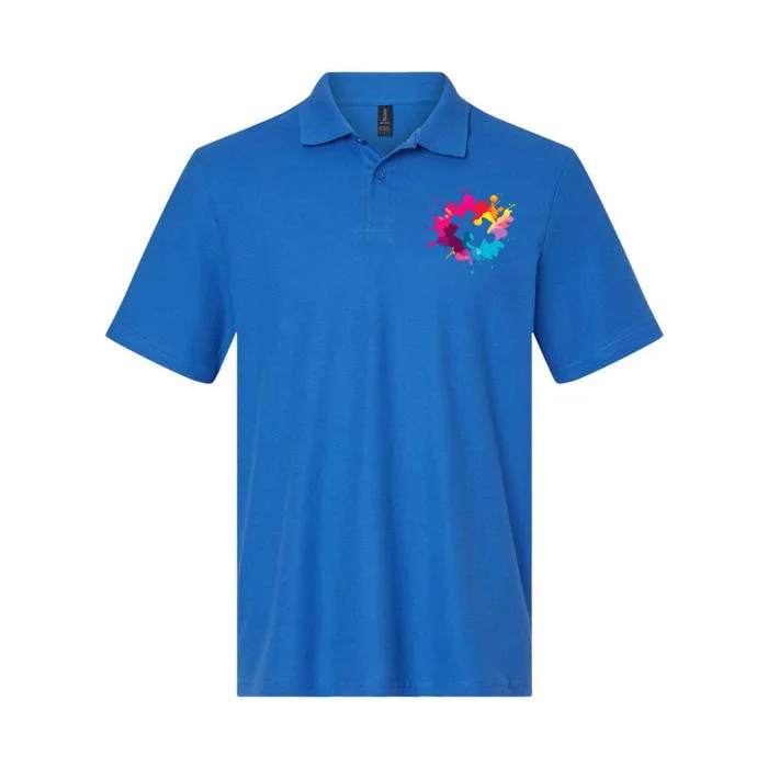 Autism Colorful Puzzle Piece Softstyle Adult Sport Polo