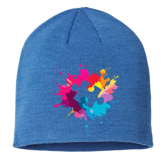 Autism Colorful Puzzle Piece 8 1/2in Sustainable Knit Beanie