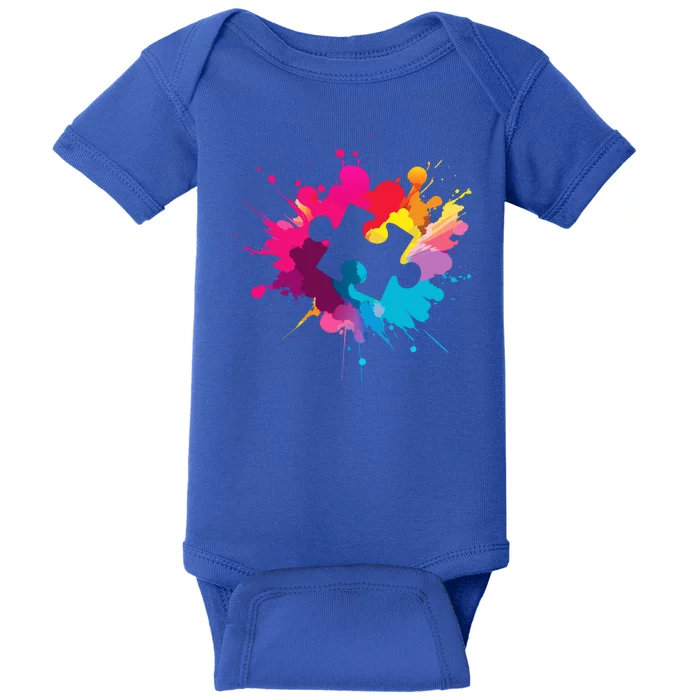 Autism Colorful Puzzle Piece Baby Bodysuit