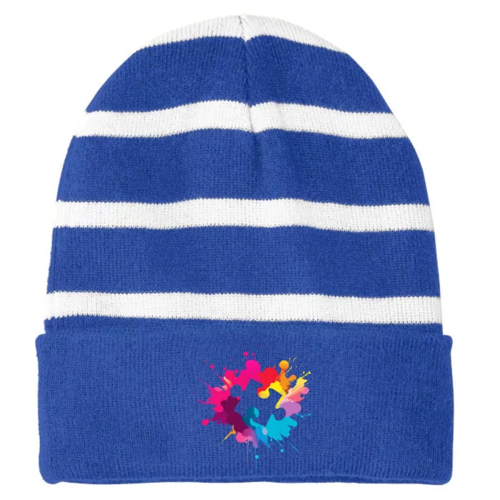 Autism Colorful Puzzle Piece Striped Beanie with Solid Band