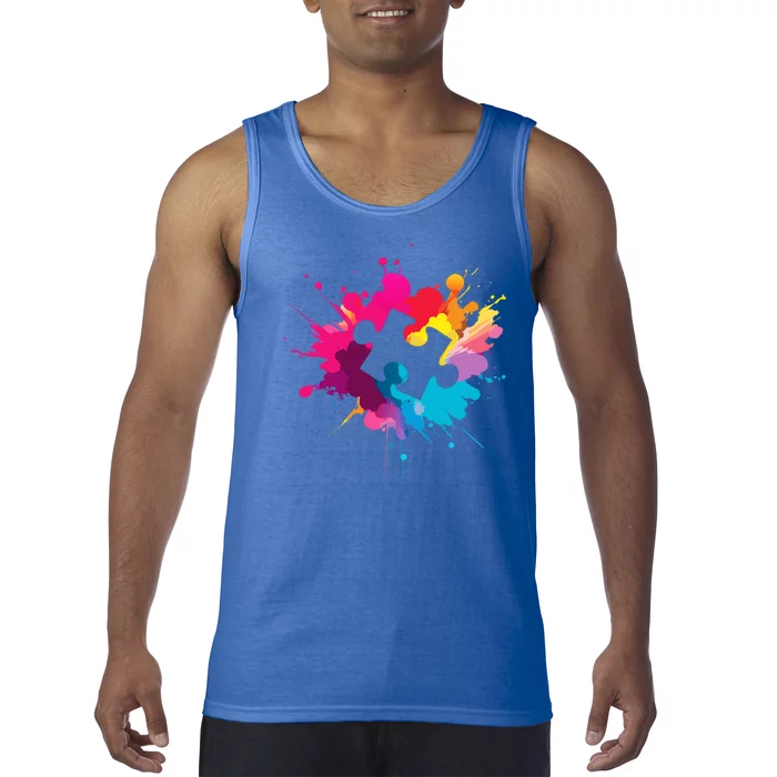 Autism Colorful Puzzle Piece Tank Top