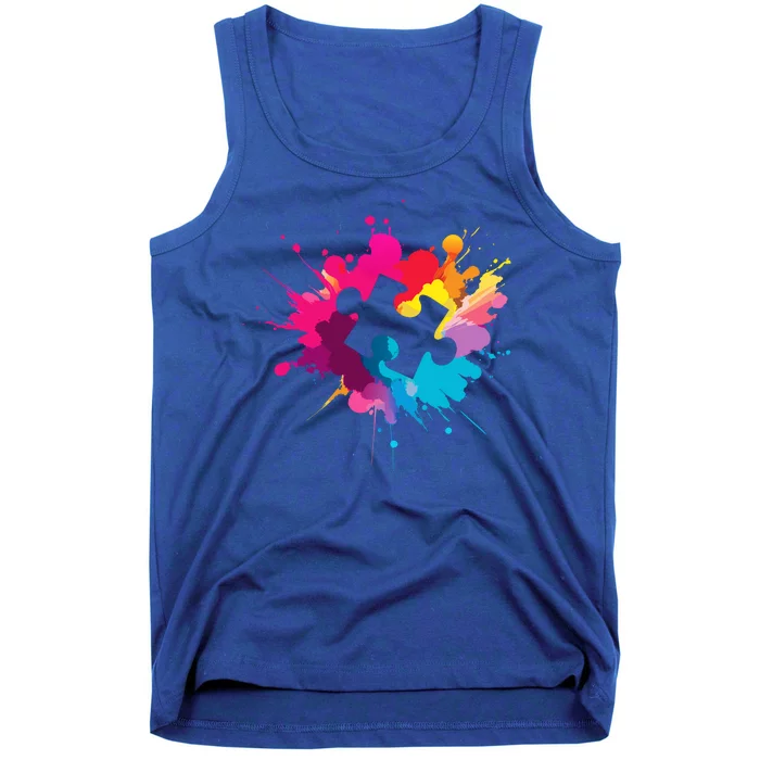 Autism Colorful Puzzle Piece Tank Top