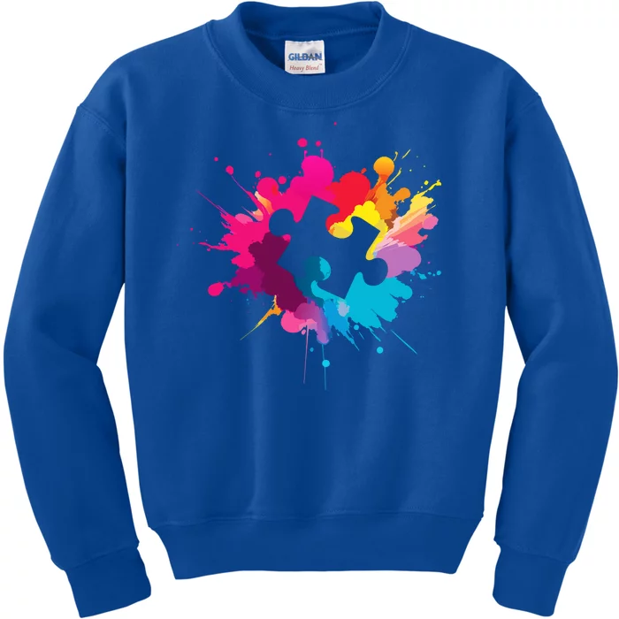 Autism Colorful Puzzle Piece Kids Sweatshirt