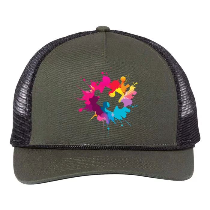 Autism Colorful Puzzle Piece Retro Rope Trucker Hat Cap