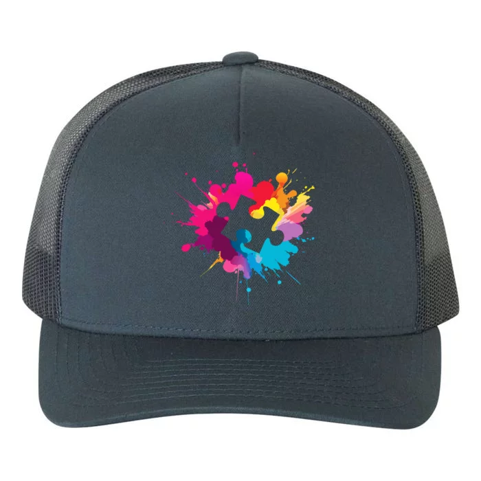 Autism Colorful Puzzle Piece Yupoong Adult 5-Panel Trucker Hat