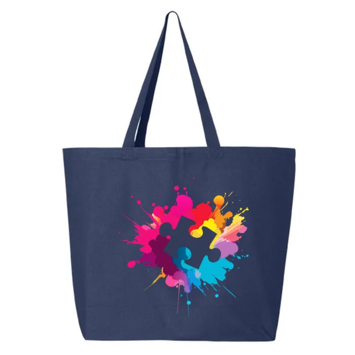 Autism Colorful Puzzle Piece 25L Jumbo Tote