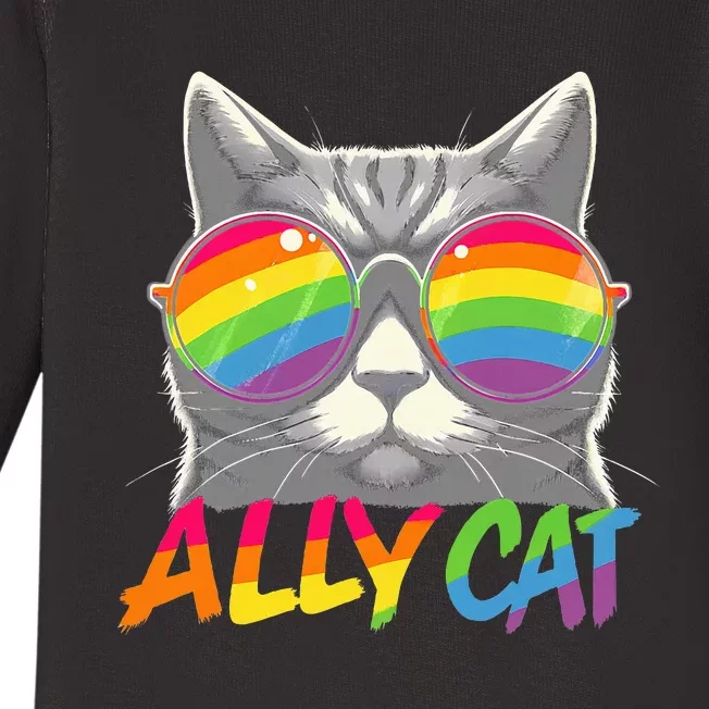 Ally Cat Pride Stuff Flag Lgbt Baby Long Sleeve Bodysuit