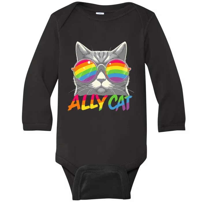 Ally Cat Pride Stuff Flag Lgbt Baby Long Sleeve Bodysuit