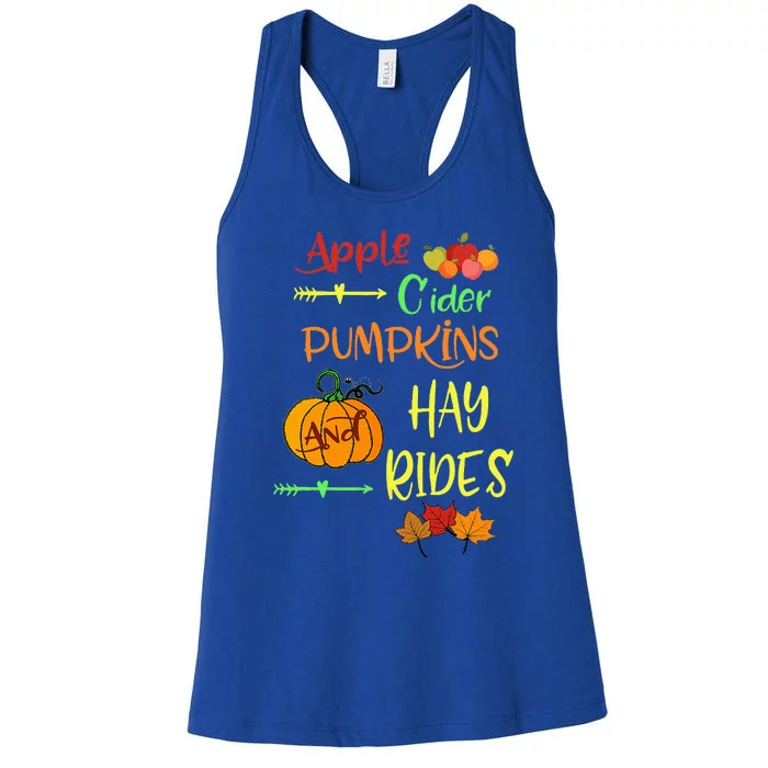 Apple Cider Pumpkins And Hayrides Cute Fall Women's Racerback Tank