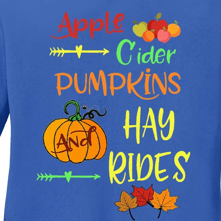 Apple Cider Pumpkins And Hayrides Cute Fall Ladies Long Sleeve Shirt