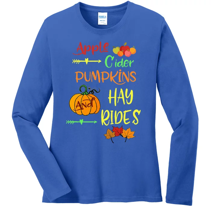 Apple Cider Pumpkins And Hayrides Cute Fall Ladies Long Sleeve Shirt