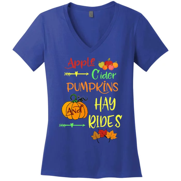 Apple Cider Pumpkins And Hayrides Cute Fall Women's V-Neck T-Shirt