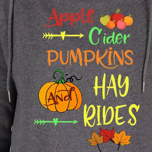 Apple Cider Pumpkins And Hayrides Cute Fall Womens Funnel Neck Pullover Hood