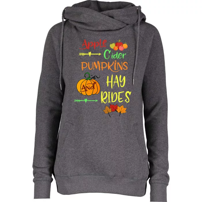 Apple Cider Pumpkins And Hayrides Cute Fall Womens Funnel Neck Pullover Hood