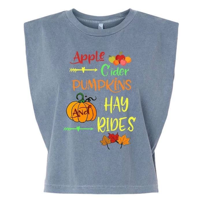 Apple Cider Pumpkins And Hayrides Cute Fall Garment-Dyed Women's Muscle Tee